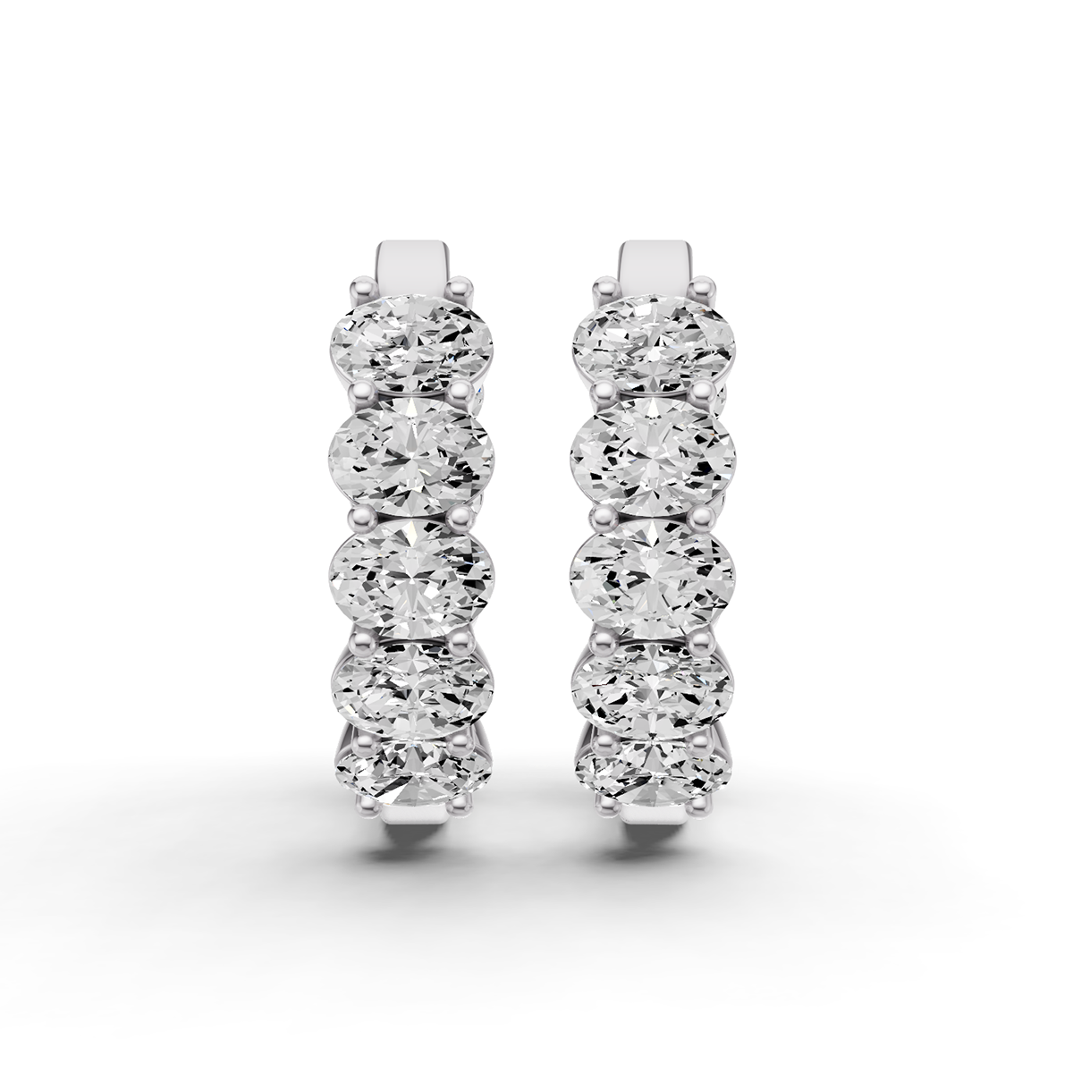 Oval Diamond East-West Fancy Hoop Earrings