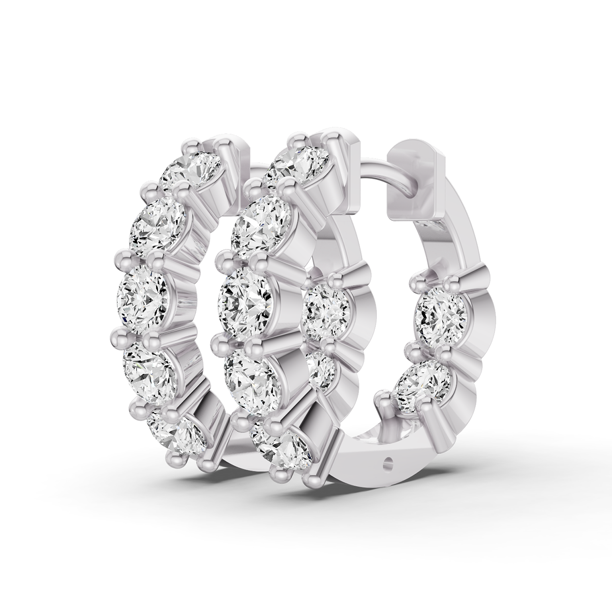 TW Lab Grown Diamond In and Out Huggie Hoop Earrings
