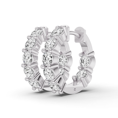 TW Lab Grown Diamond In and Out Huggie Hoop Earrings