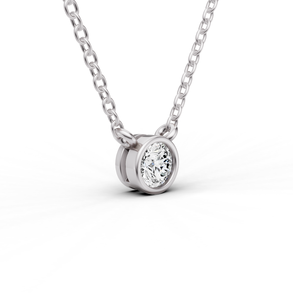 Lab Grown Round Shape Diamond Solitaire Pendant with Bezel Setting