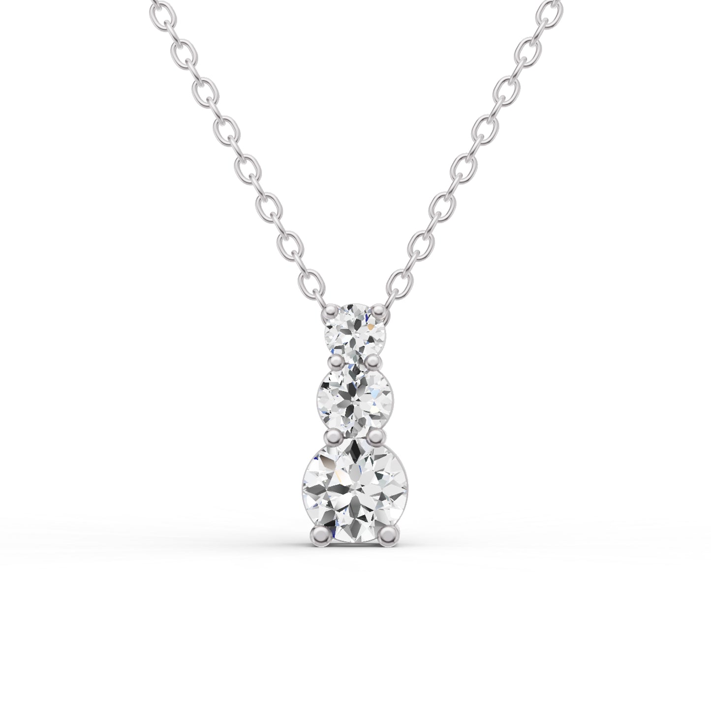 W Round Lab Grown Diamond Three Stone Snow Hidden Bail Pendant