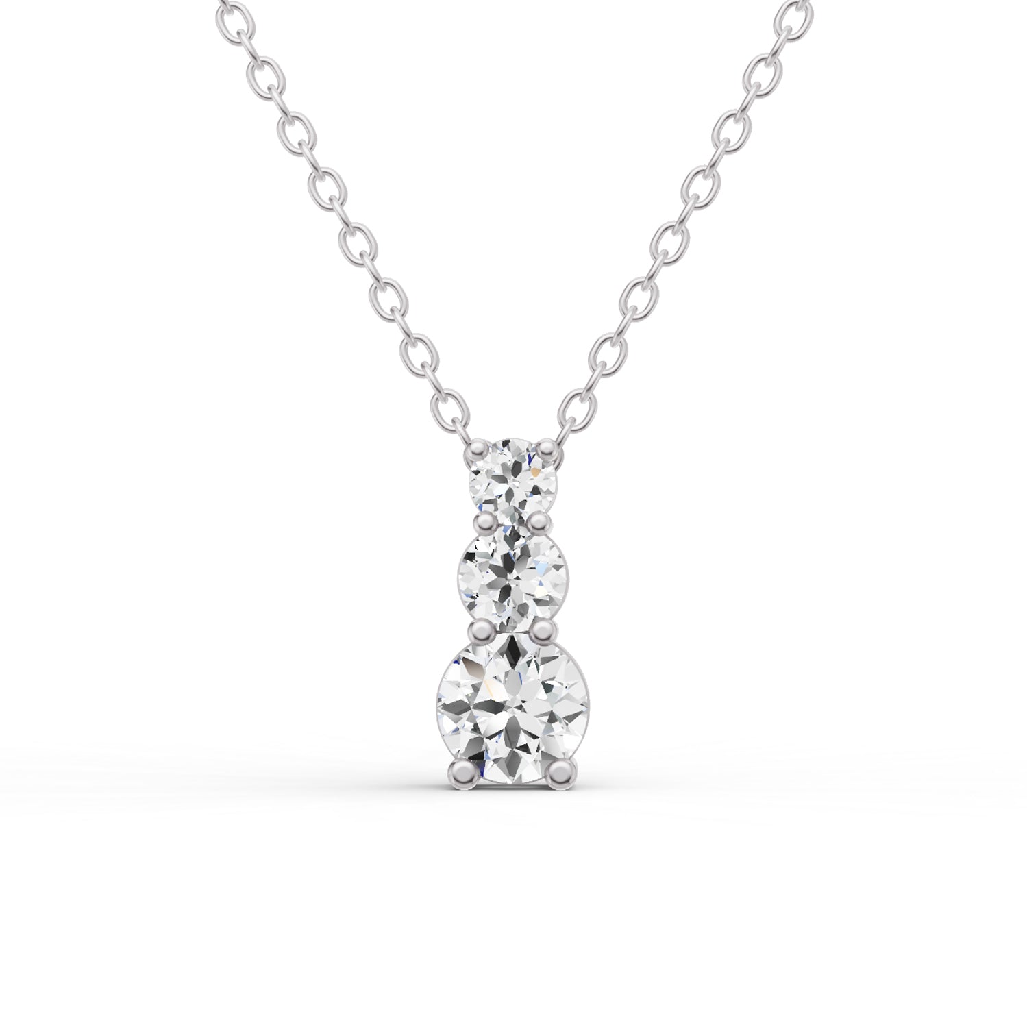 W Round Lab Grown Diamond Three Stone Snow Hidden Bail Pendant