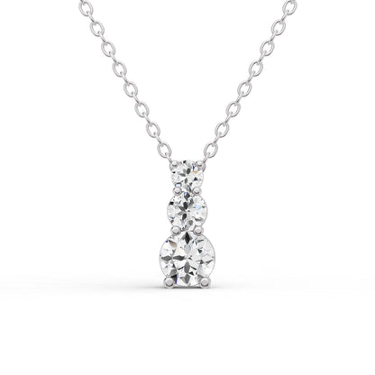 W Round Lab Grown Diamond Three Stone Snow Hidden Bail Pendant