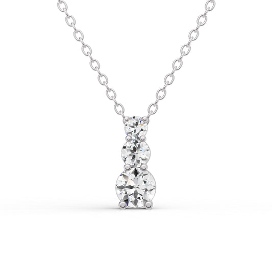 W Round Lab Grown Diamond Three Stone Snow Hidden Bail Pendant