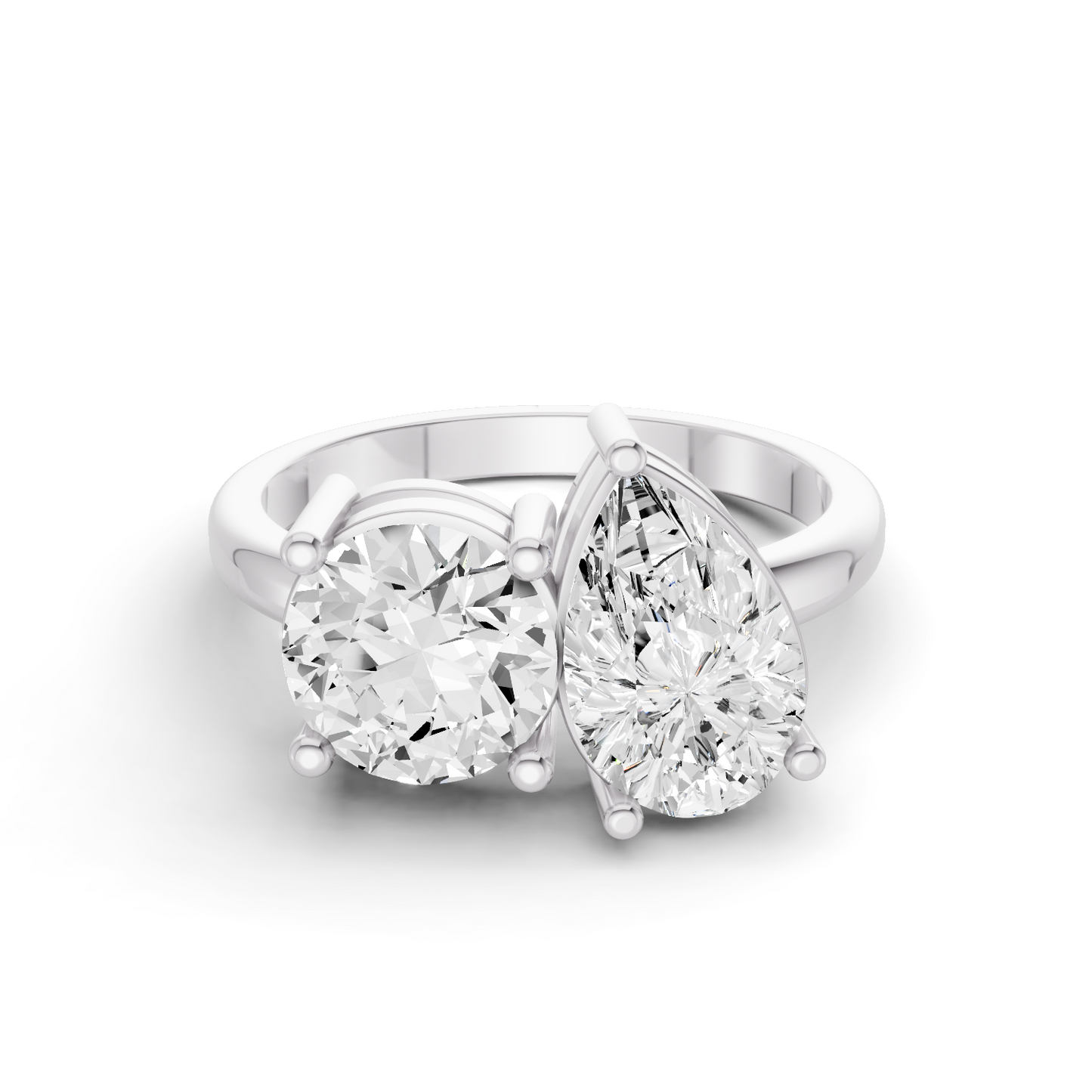 Round & Pear Cut Two Stone Ring