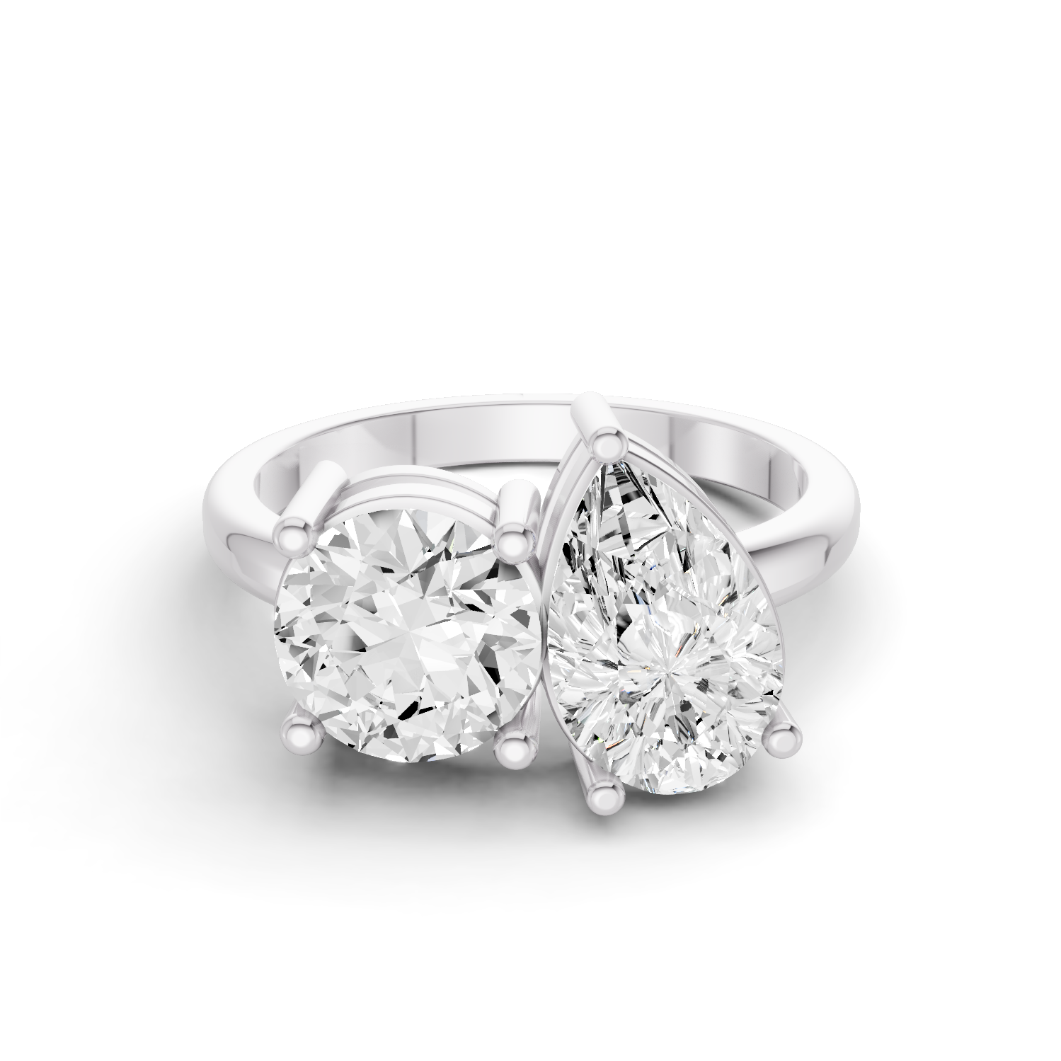 Round & Pear Cut Two Stone Ring
