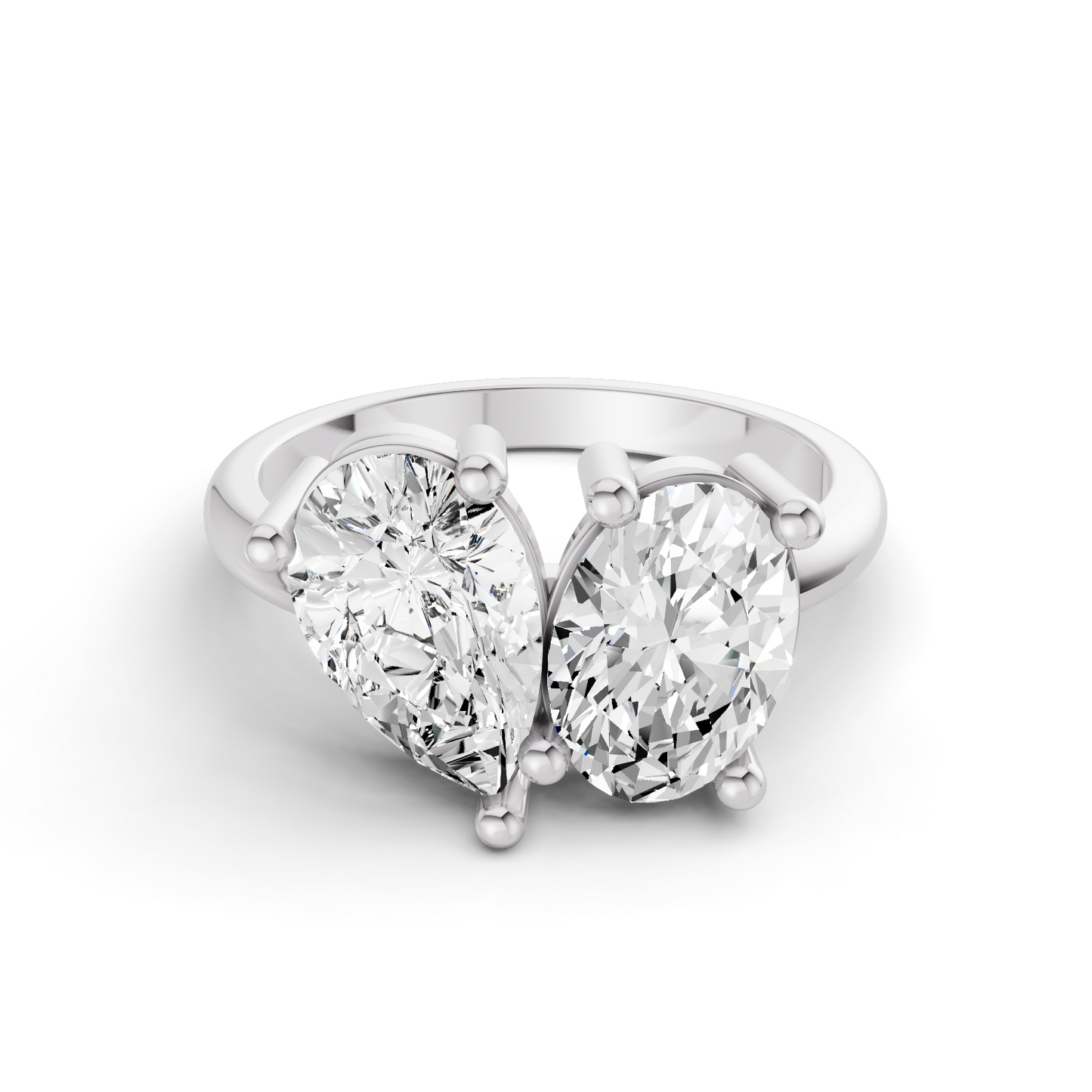 Pear & Oval Shape Two Stone Ring