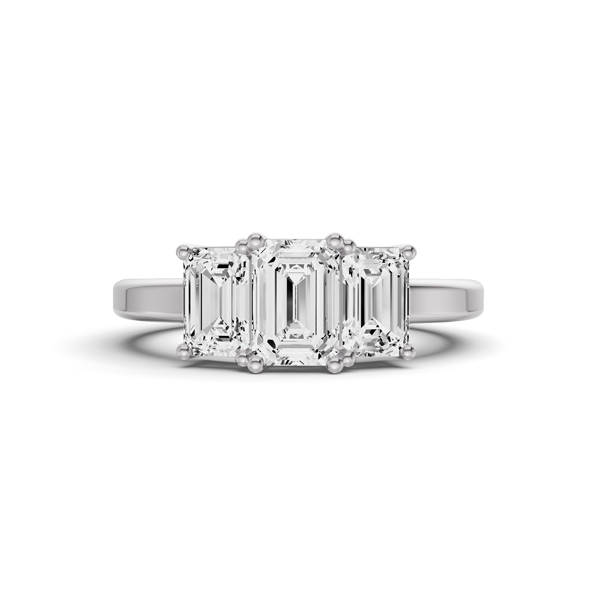 LG Emerald 3 Stone Basket Setting Ring