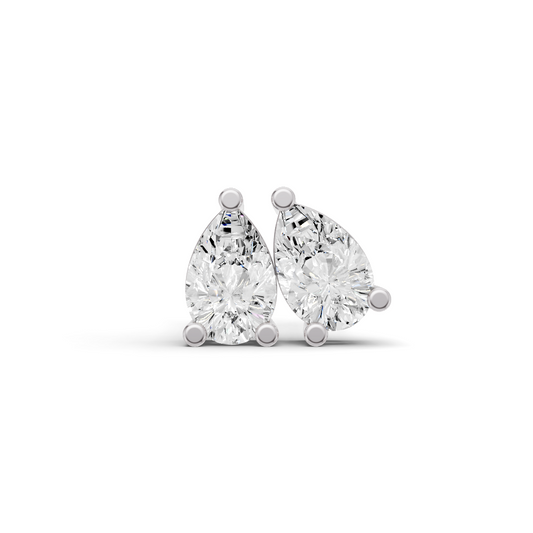 W Lab Grown Pear Shape Diamond Solitaire Earrings with Prong Setting