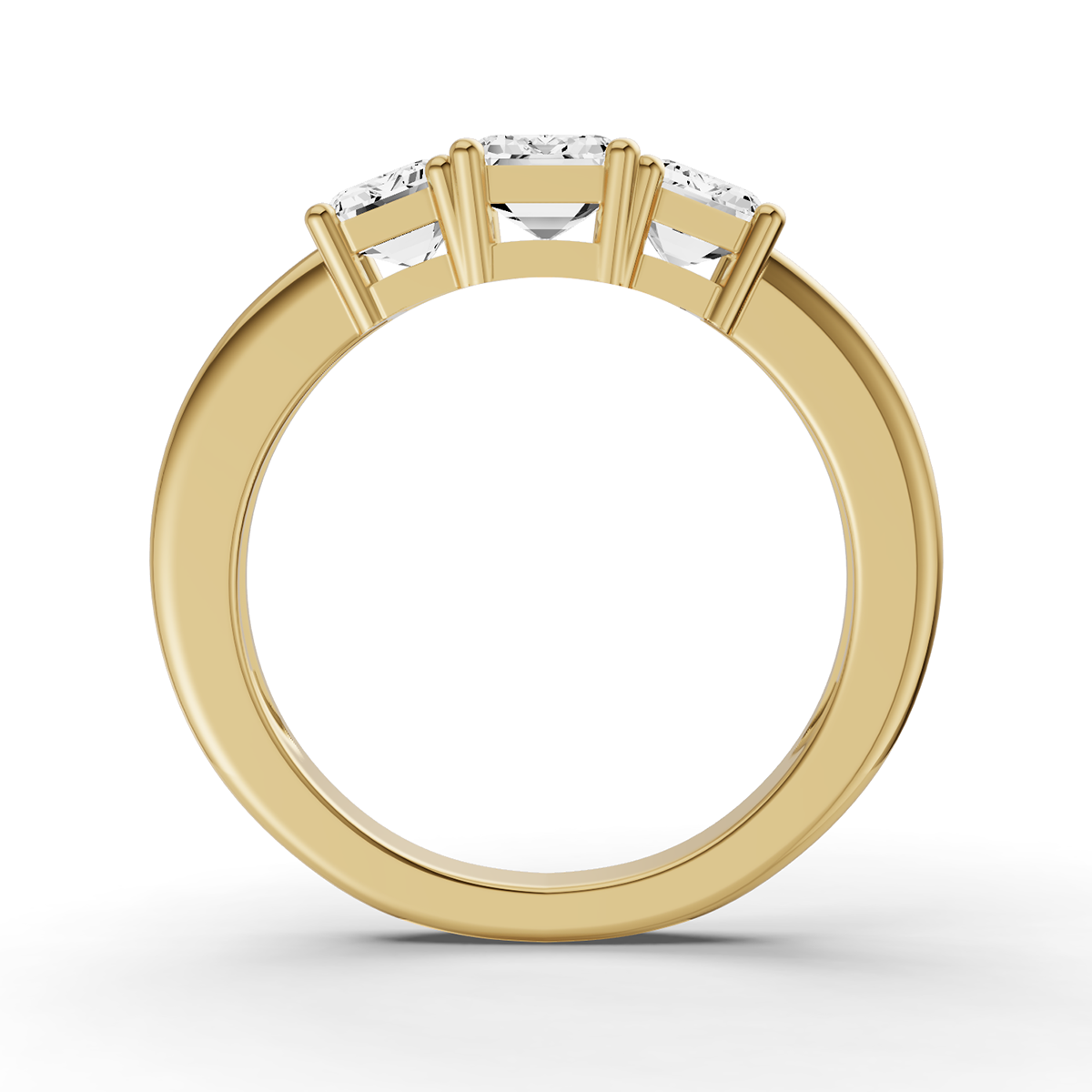 LG Emerald 3 Stone Basket Setting Ring