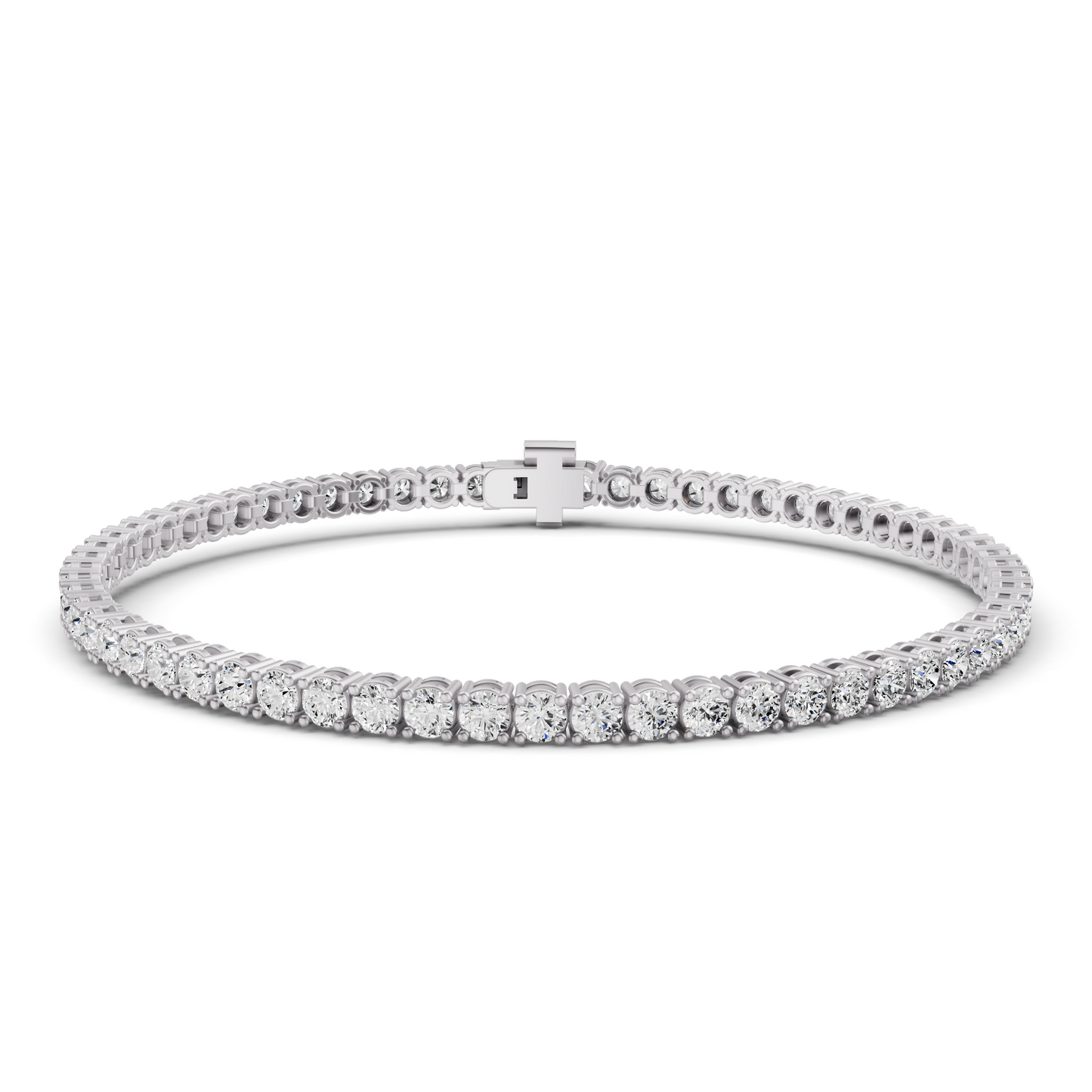 W Lab Grown Diamond Straight-Line Tennis Bracelet in 14K White Gold