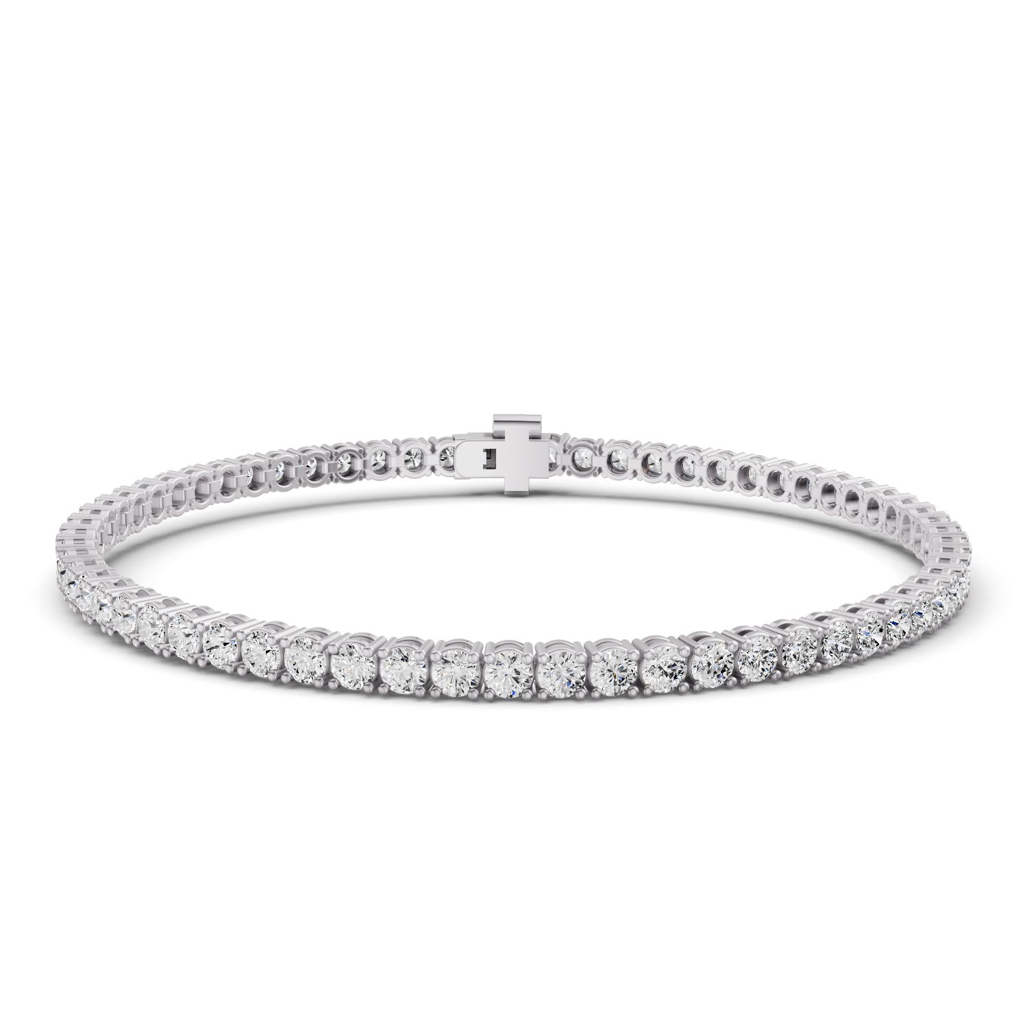 W Lab Grown Diamond Straight-Line Tennis Bracelet in 14K White Gold