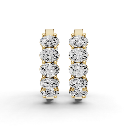 Oval Diamond East-West Fancy Hoop Earrings