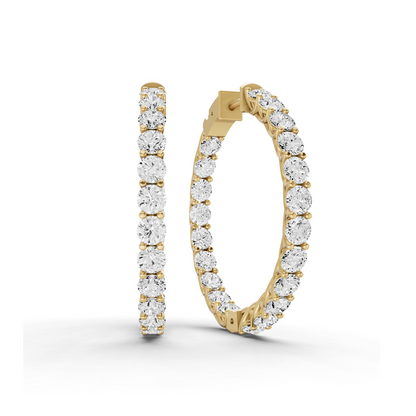 W Lucida Setting Round Shape Diamond Hoop Earrings