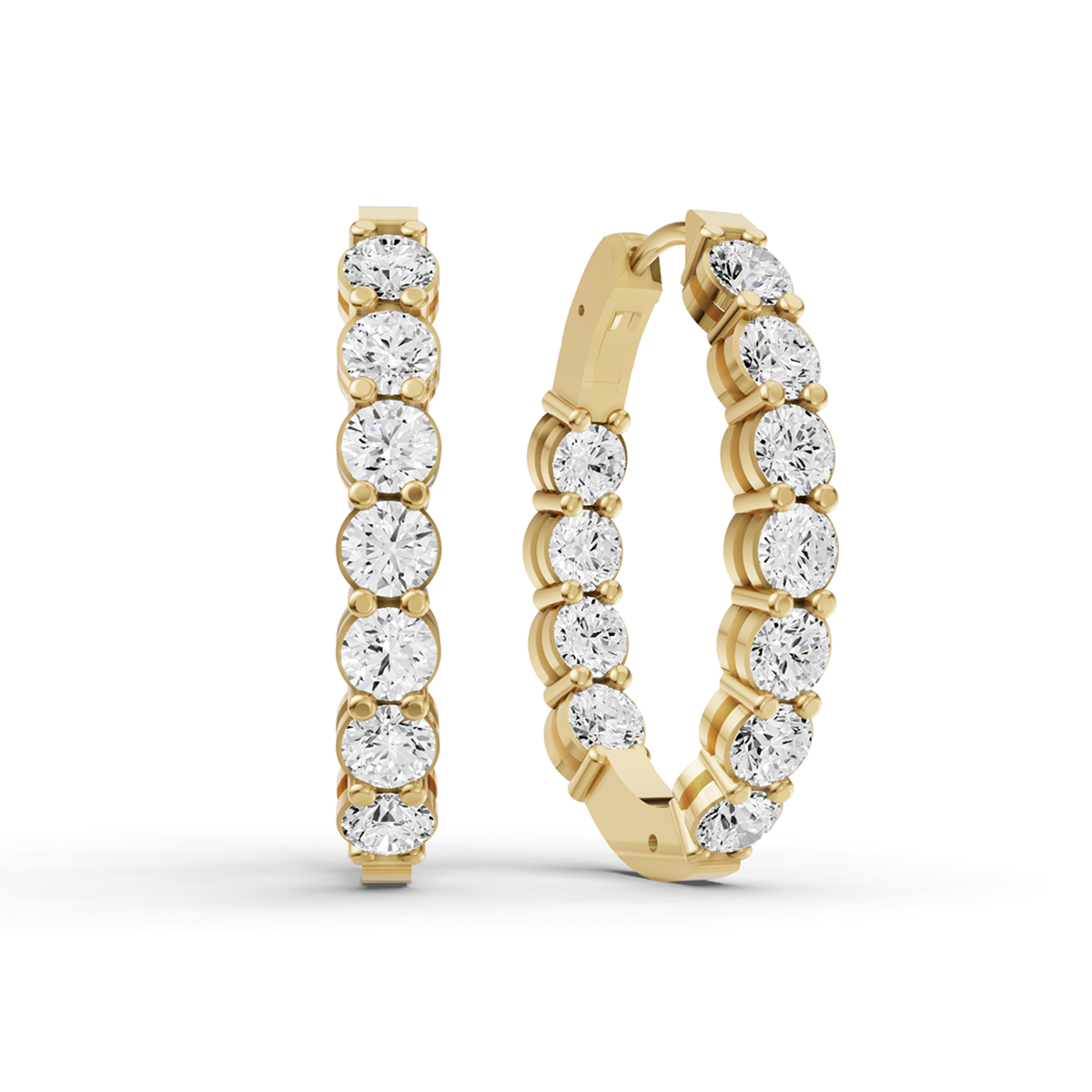 TW Lab Grown Diamond Oval Shape In & Out Hoop Earrings