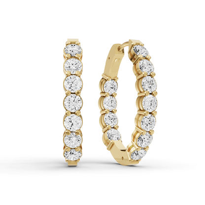 TW Lab Grown Diamond Oval Shape In & Out Hoop Earrings