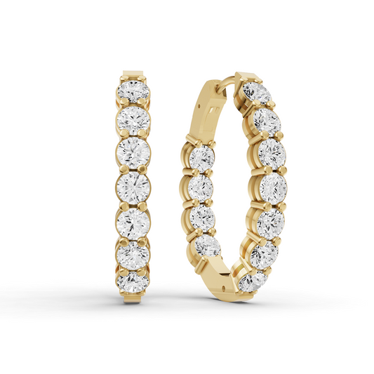 TW Lab Grown Diamond Oval Shape In & Out Hoop Earrings
