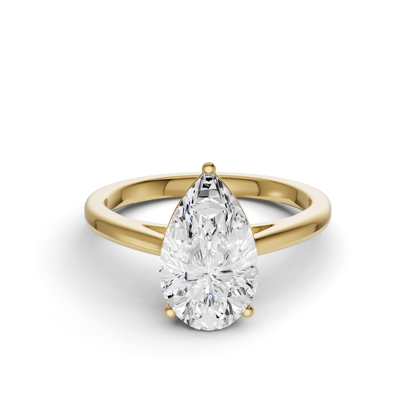Pear Cut Basket Split shank Solitaire Ring
