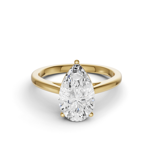 Pear Cut Basket Split shank Solitaire Ring