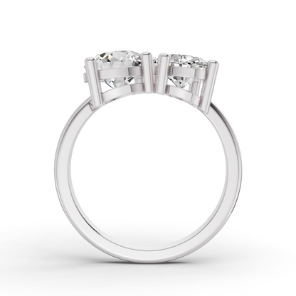 Round & Oval Shape Two Stone Ring