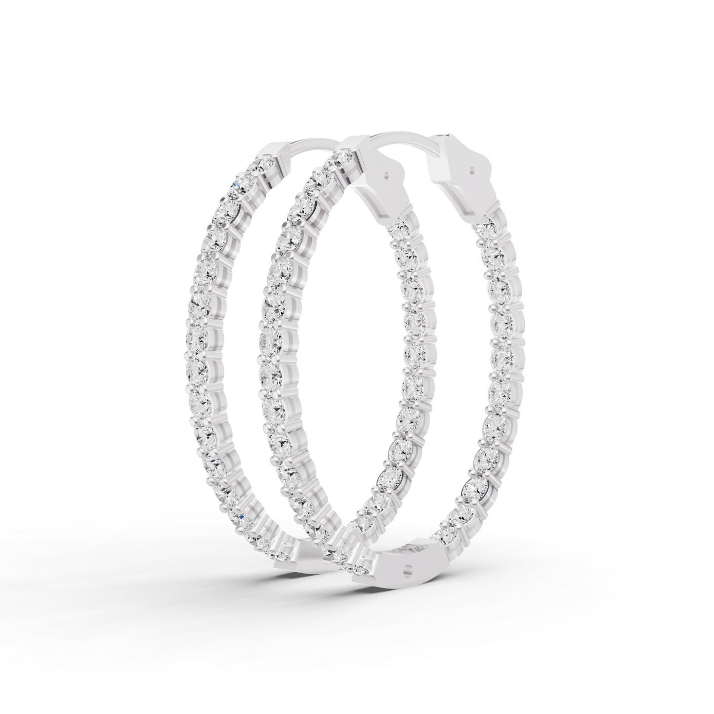W Lab Grown Diamond Oval Shape In & Out Hoop Earrings