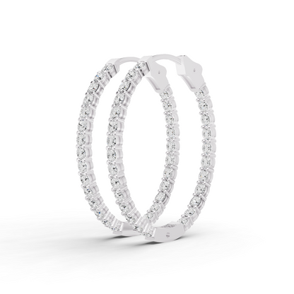 W Lab Grown Diamond Oval Shape In & Out Hoop Earrings