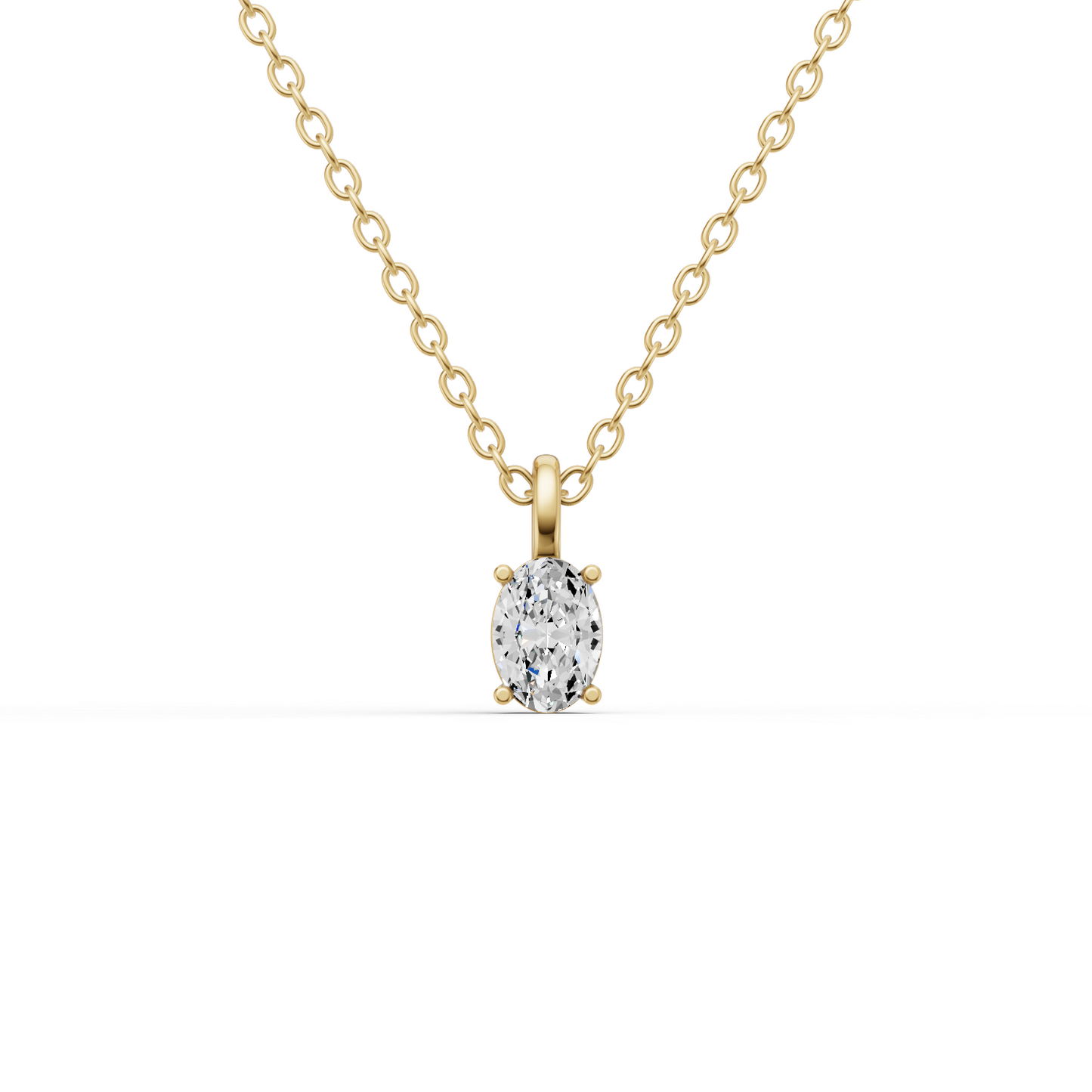 Lab Grown Oval Cut Diamond Solitaire Pendant with Bail