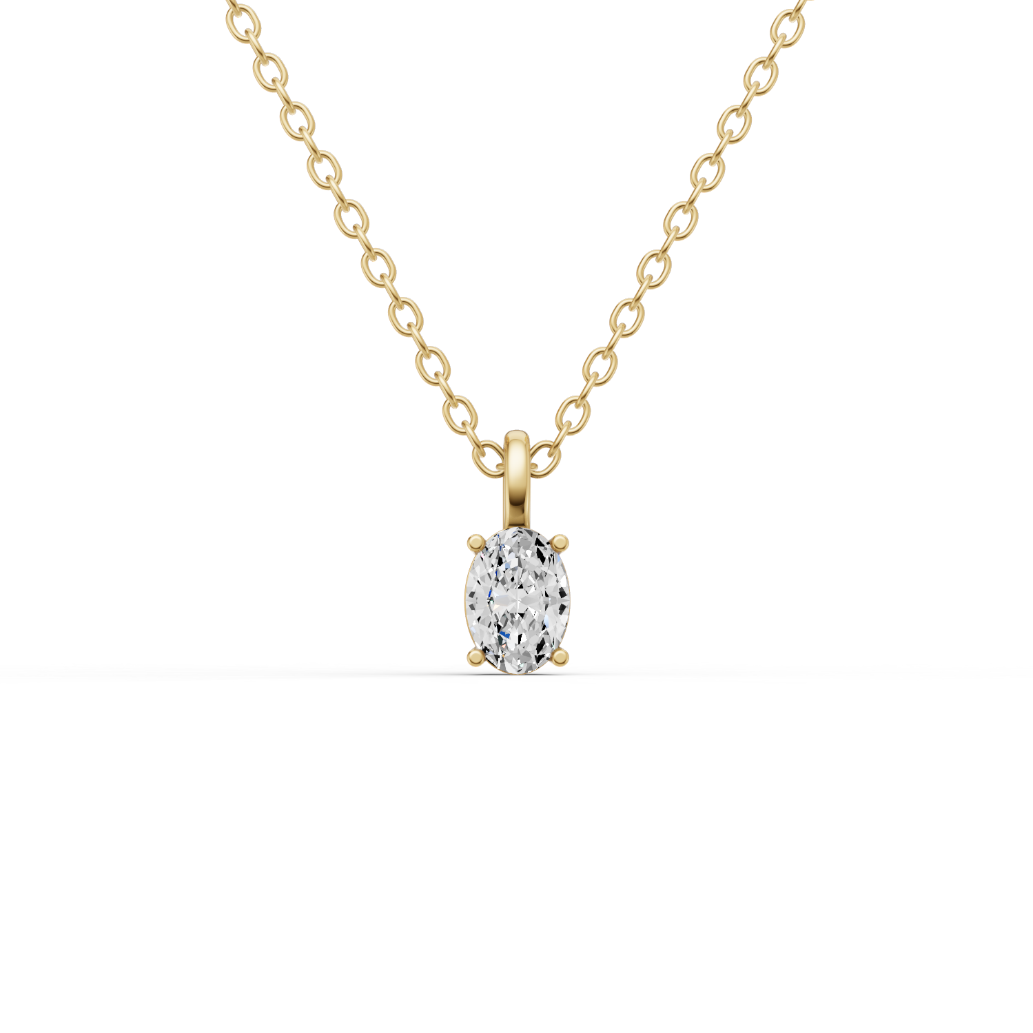 Lab Grown Oval Cut Diamond Solitaire Pendant with Bail