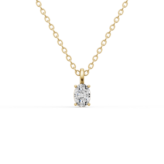 Lab Grown Oval Cut Diamond Solitaire Pendant with Bail