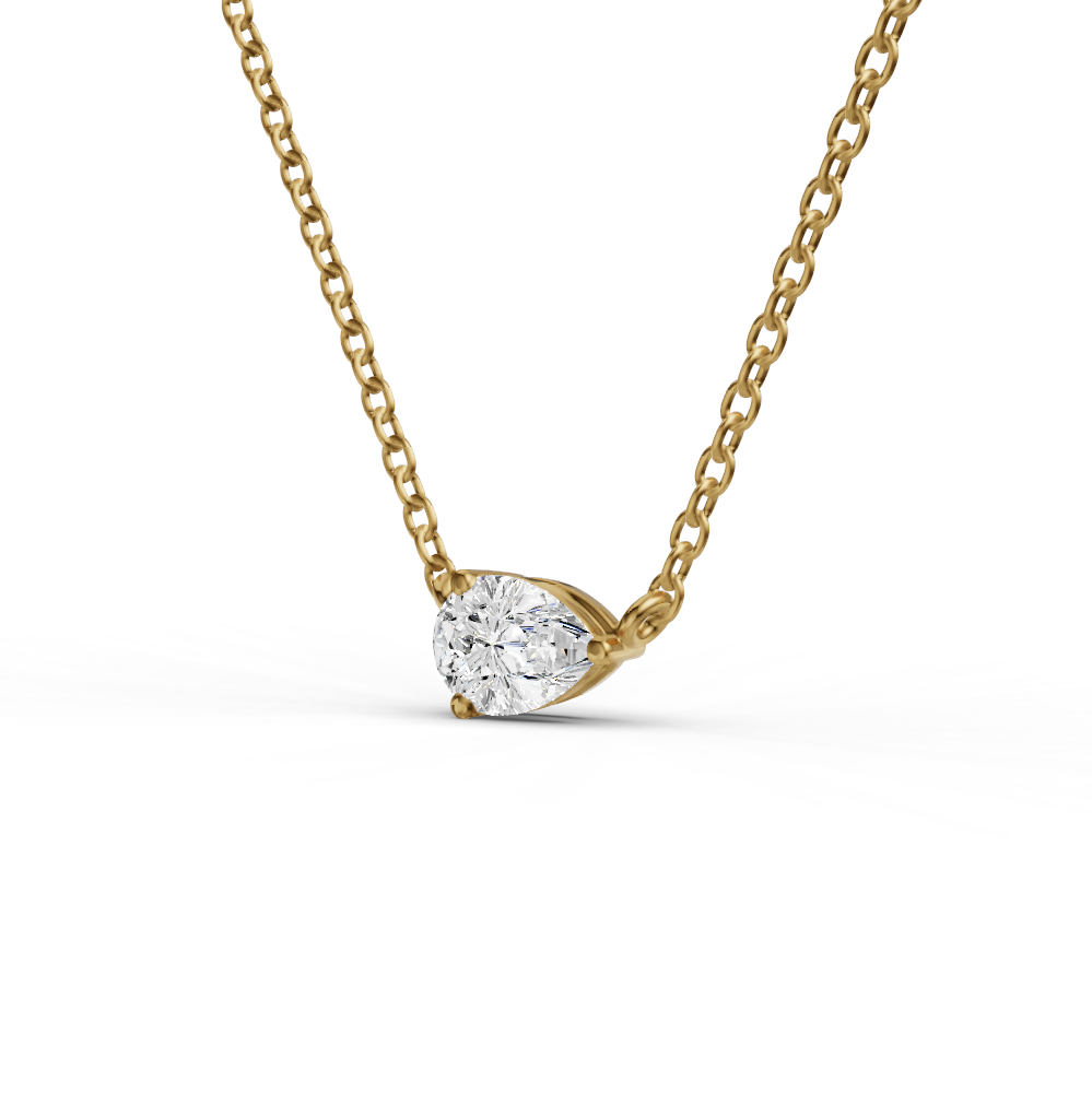 Lab Grown Floating Pear Shape Diamond Solitaire Pendant