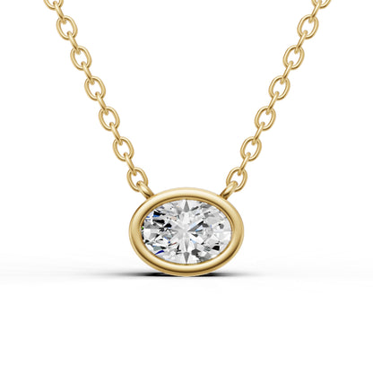 Lab Grown Oval Shape Diamond Solitaire Pendant with Bezel Setting