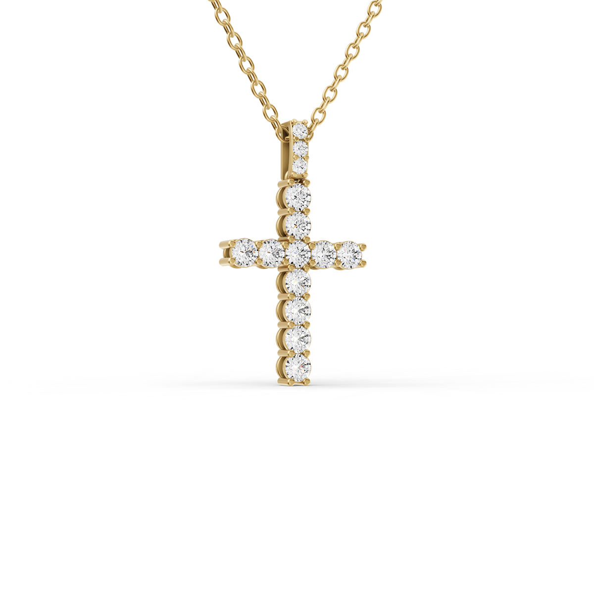 W Round Lab Grown Diamond Cross Pendant 11 Stone with Single Bail