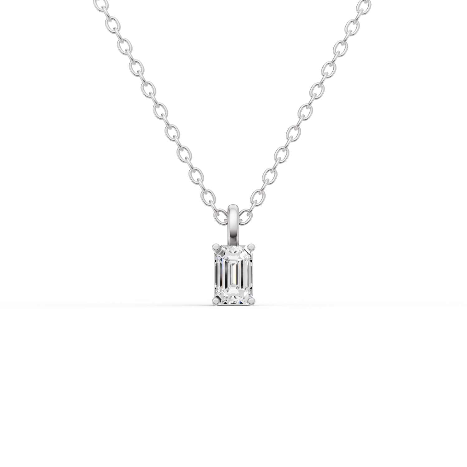 Lab Grown Emerald Cut Diamond Solitaire Pendant with Bail