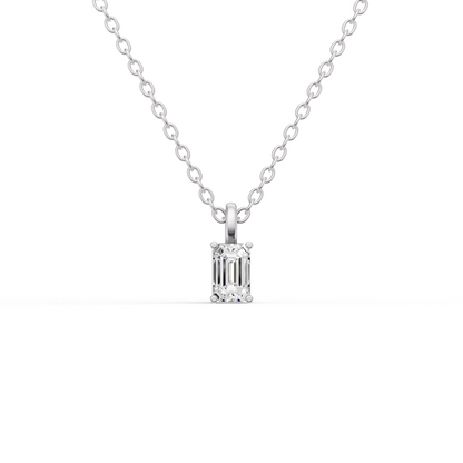 Lab Grown Emerald Cut Diamond Solitaire Pendant with Bail