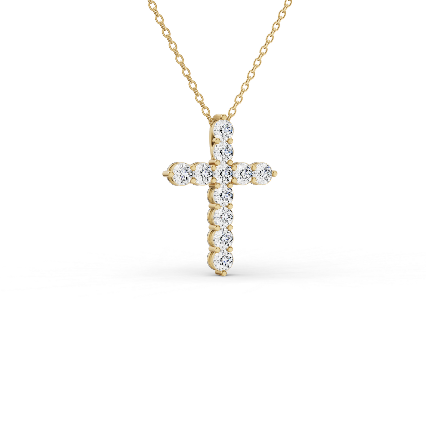 W Round Lab Grown Diamond 11 Stone Cross Pendant