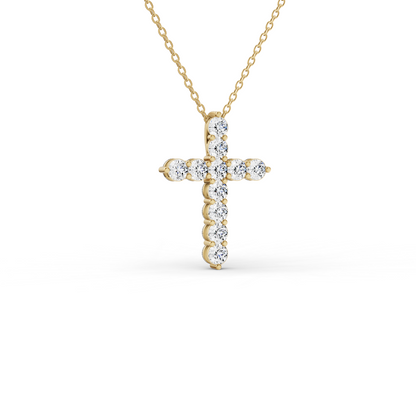 W Round Lab Grown Diamond 11 Stone Cross Pendant