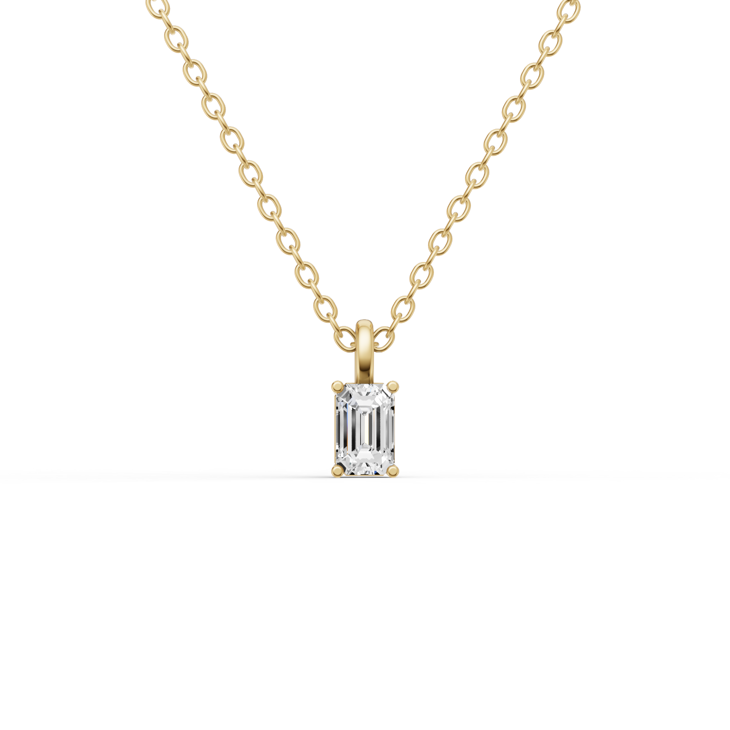 Lab Grown Emerald Cut Diamond Solitaire Pendant with Bail