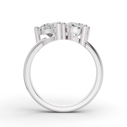 Pear & Oval Shape Two Stone Ring