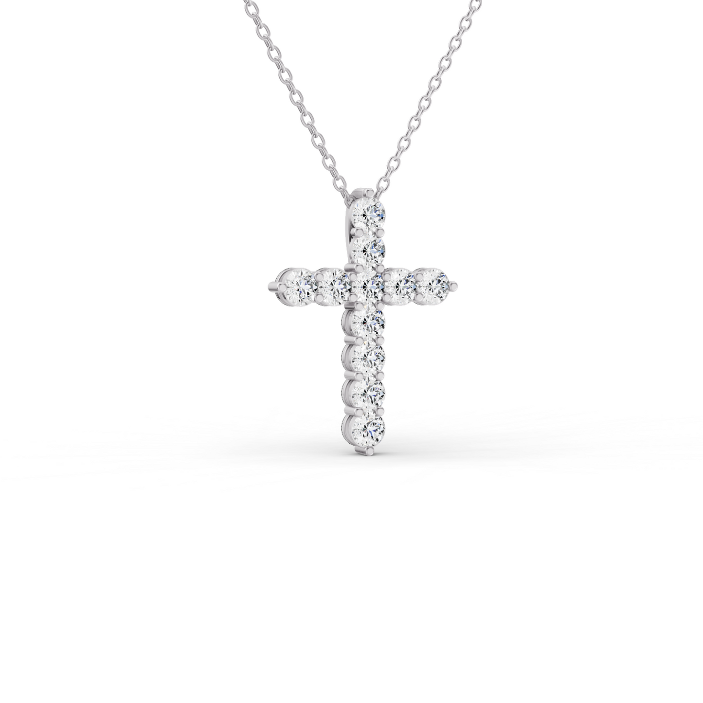 W Round Lab Grown Diamond 11 Stone Cross Pendant