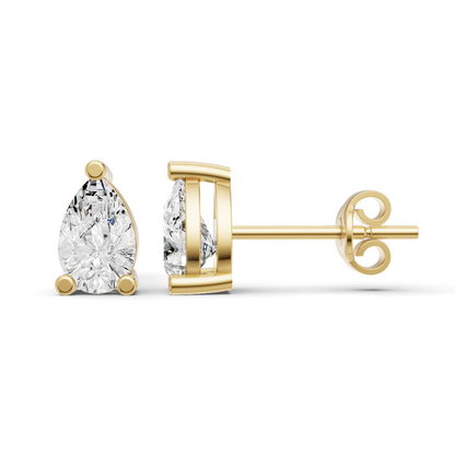 W Lab Grown Pear Shape Diamond Solitaire Earrings with Prong Setting