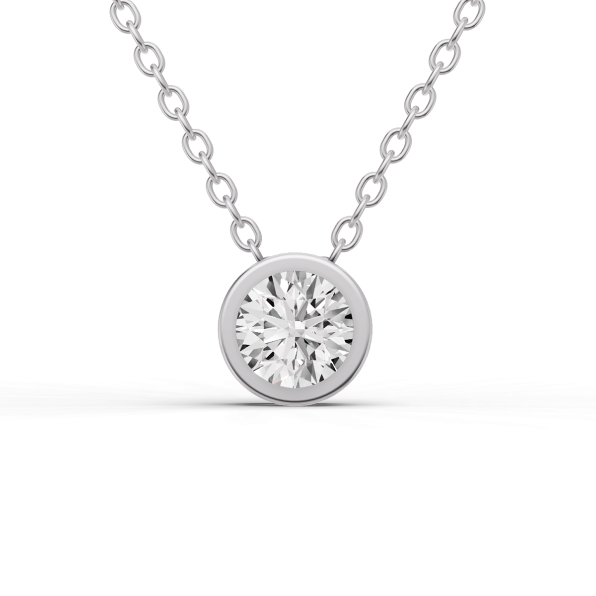 Lab Grown Round Diamond Bezel PassThru Setting Pendant