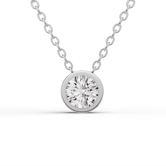 Lab Grown Round Diamond Bezel PassThru Setting Pendant