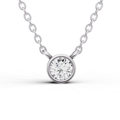 Lab Grown Round Shape Diamond Solitaire Pendant with Bezel Setting