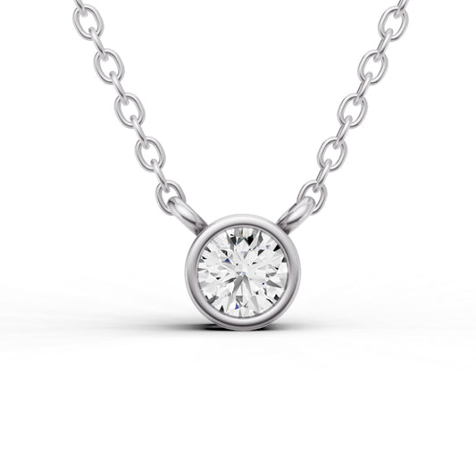 Lab Grown Round Shape Diamond Solitaire Pendant with Bezel Setting