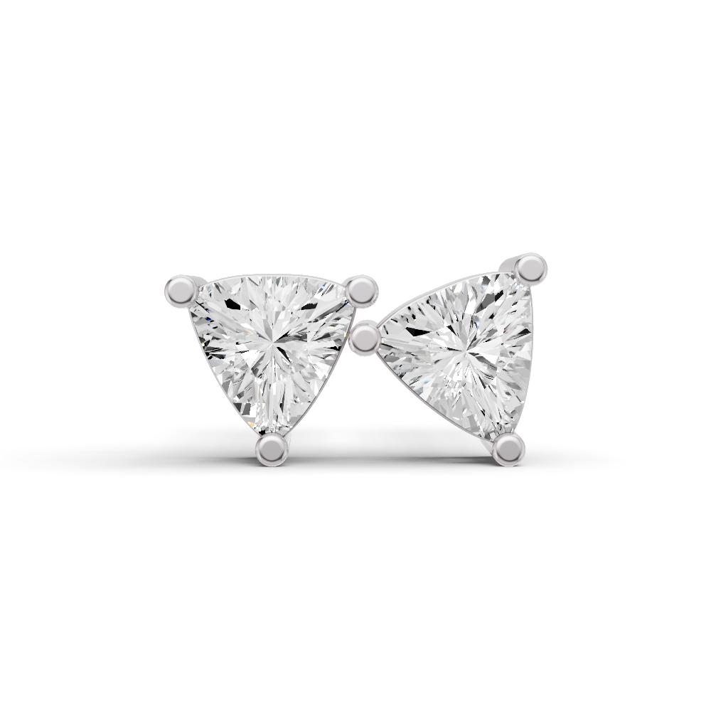 W Lab Grown Trillion Shape Diamond Solitaire Earrings with Prong Setting
