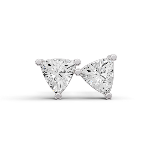 W Lab Grown Trillion Shape Diamond Solitaire Earrings with Prong Setting
