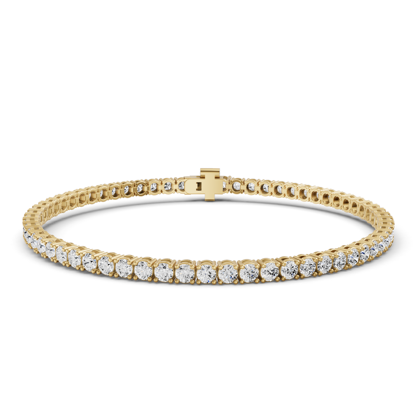 W Lab Grown Diamond Straight-Line Tennis Bracelet in 14K Yellow Gold