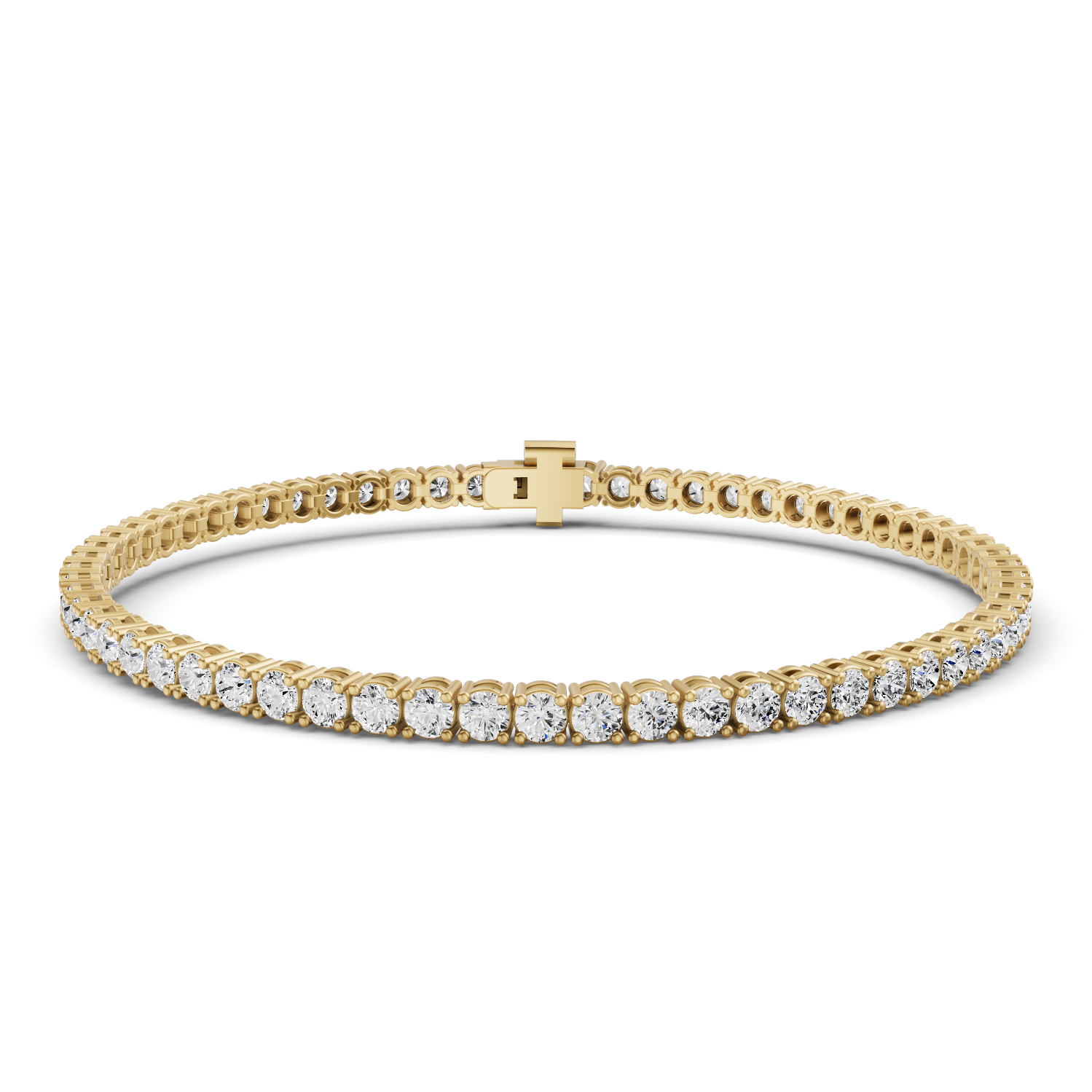 W Lab Grown Diamond Straight-Line Tennis Bracelet in 14K Yellow Gold