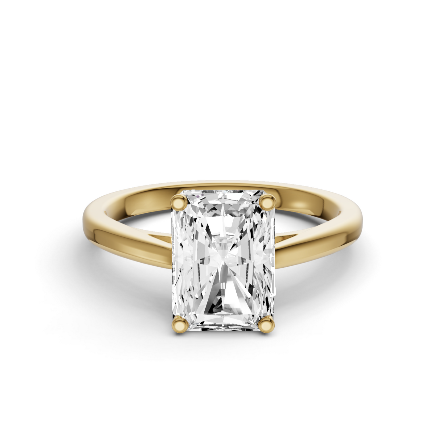 Radiant Cut Basket Split shank Solitaire Ring