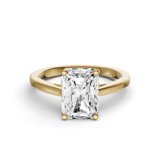 Radiant Cut Basket Split shank Solitaire Ring